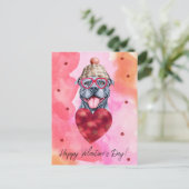 Cartes Pour Fêtes Annuelles Pink Orange Grey Pitbull Saint Valentin Chien cade (Debout devant)