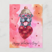 Cartes Pour Fêtes Annuelles Pink Orange Grey Pitbull Saint Valentin Chien cade (Devant)