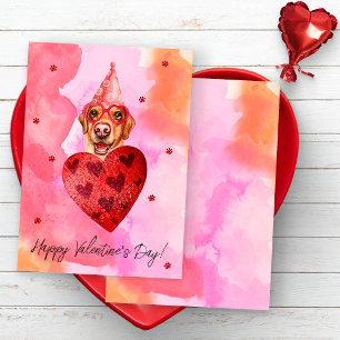 Cartes Pour Fêtes Annuelles Pink Orange Labrador Valentine's Day Gift Chig