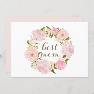 Cartes Pour Fêtes Annuelles Pink Peony Wreath Meilleure maman Joyeuse fête des