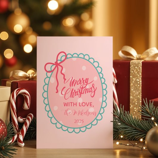 Cartes Pour Fêtes Annuelles Pink Polka Dot Christmas