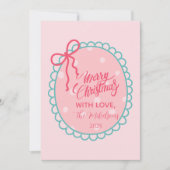 Cartes Pour Fêtes Annuelles Pink Polka Dot Christmas (Devant)