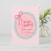 Cartes Pour Fêtes Annuelles Pink Polka Dot Christmas (Debout devant)