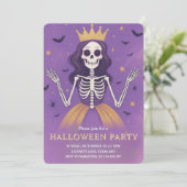 Cartes Pour Fêtes Annuelles Pink Princess Skeleton Halloween Party (Debout devant)