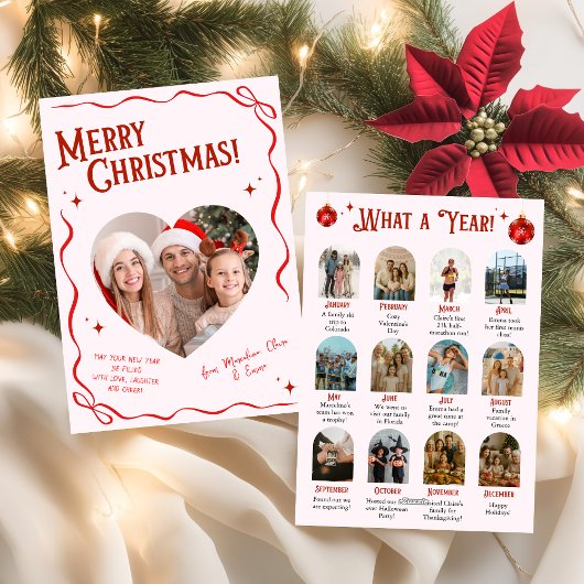 Cartes Pour Fêtes Annuelles Pink & Red Bow Année d'examen Noël