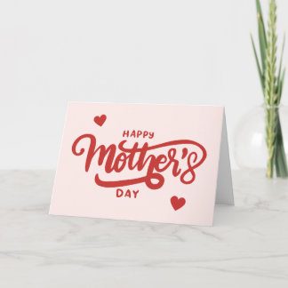Cartes Pour Fêtes Annuelles Pink Red Minimal Elegant Script Happy Mothers Day 