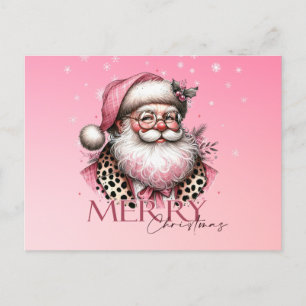 Cartes Pour Fêtes Annuelles Pink Retro Santa Claus Joyeux Noël
