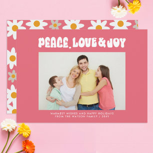Cartes Pour Fêtes Annuelles Pink Retro Super Peace Love Jove Photo