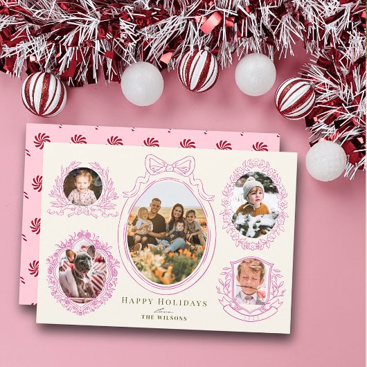 Cartes Pour Fêtes Annuelles Pink Ribbon & Botanical Frames 5 Photo