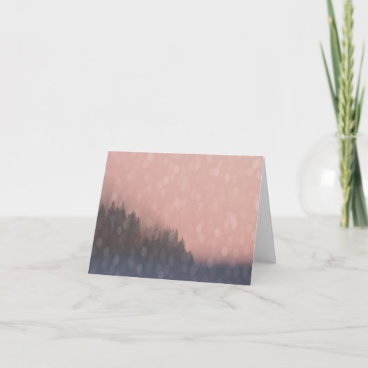 Cartes Pour Fêtes Annuelles Pink Sunrise Frost Trees Forêt Paysage Fog (Devant)