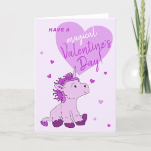 Cartes Pour Fêtes Annuelles Pink Unicorn Heart Kids Classroom Saint Valentin 