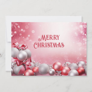 Cartes Pour Fêtes Annuelles Pink White Christmas Balls