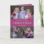 Cartes Pour Fêtes Annuelles Pink Winter Christmas Photo Collage<br><div class="desc">Envoyez à votre famille et à vos amis une carte de Noël à thème rose avec vos photos de famille préférées.</div>