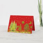 Cartes Pour Fêtes Annuelles Pins avec lune et étoiles (Dos)