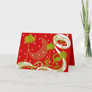 Cartes Pour Fêtes Annuelles Pins avec Personnaliser de lune Changement de coul