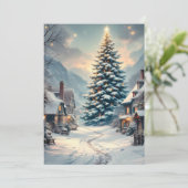 Cartes Pour Fêtes Annuelles Pins dans un village calme (Debout devant)