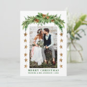 Cartes Pour Fêtes Annuelles Pins d'aquarelle Boho Noël Nouveau vert (Debout devant)