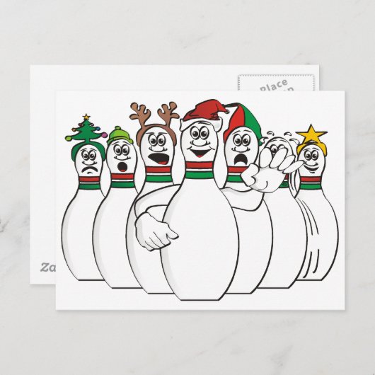 Cartes Pour Fêtes Annuelles Pins de bol de Noël (Devant / Derrière)