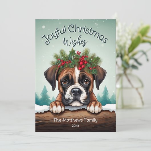 Cartes Pour Fêtes Annuelles Pins de forêt rustique Peebox Joyeux Noël (Debout devant)