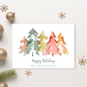 Cartes Pour Fêtes Annuelles Pins de Noël minimaux Aquarelle Abstraite