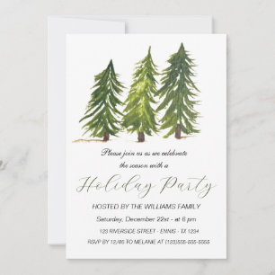Cartes Pour Fêtes Annuelles Pins d'hiver Fête de Noël Aquarelle