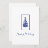 Cartes Pour Fêtes Annuelles Pins d'Indigo (Devant / Derrière)