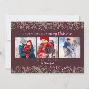 Cartes Pour Fêtes Annuelles Pins élégants Vignes vertes arbres rouge foncé Noë