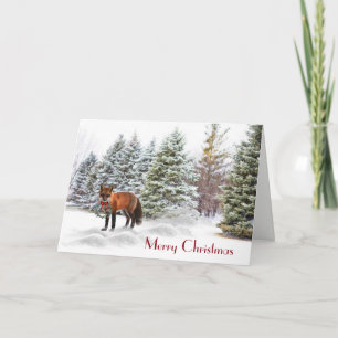 Cartes Pour Fêtes Annuelles Pins neigeux avec Fox Christmas Nature Card