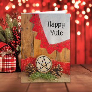 Cartes Pour Fêtes Annuelles Pins rustiques Joyeux Yule