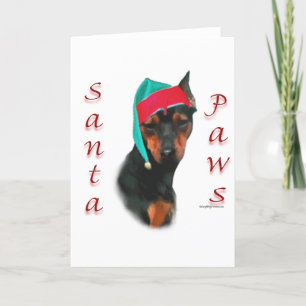 Cartes Pour Fêtes Annuelles Pinscher Miniature Père Noël Paws