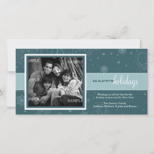 Cartes Pour Fêtes Annuelles Pinstripe Ribbon Holiday Photo Card