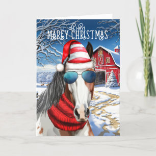 Cartes Pour Fêtes Annuelles Pinto Paint Horse drôle MAREy Noël