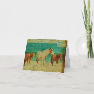 Cartes Pour Fêtes Annuelles Pinto Ponies Grunge, Merci