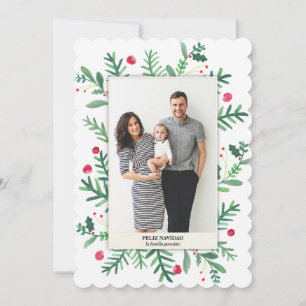 Cartes Pour Fêtes Annuelles Pintura de Acuarela   Feliz Navidad