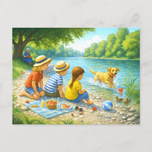 Cartes Pour Fêtes Annuelles Pique-nique pour enfants par rivière Iasar