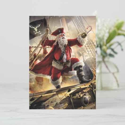 Cartes Pour Fêtes Annuelles Pirate Père Noël (Debout devant)