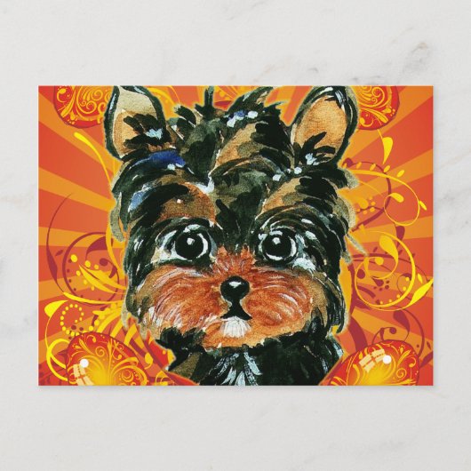 CARTES POUR FÊTES ANNUELLES PISCINE DE YORKIE (Devant)