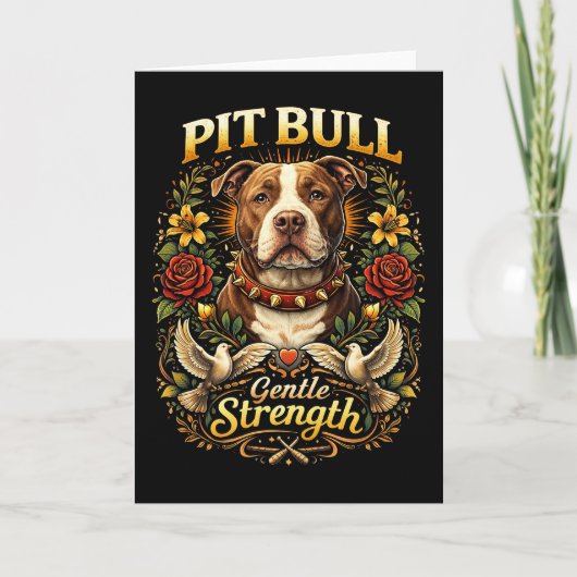 Cartes Pour Fêtes Annuelles Pit Bull : Force Douce (Devant)