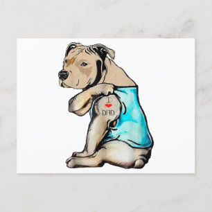 Cartes Pour Fêtes Annuelles Pitbull Chien I Love Papa Tattoo drôle Famille