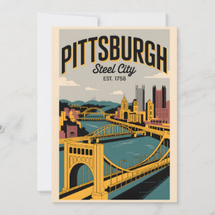 Cartes Pour Fêtes Annuelles Pittsburgh Pennsylvanie Steel City Rétro Vintage