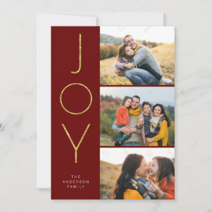 Cartes Pour Fêtes Annuelles Pix empilée JOY 3 parties scintillant