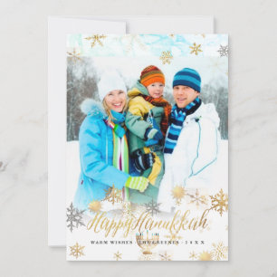Cartes Pour Fêtes Annuelles PixDezines Hannukkah/flocons de neige+marbre