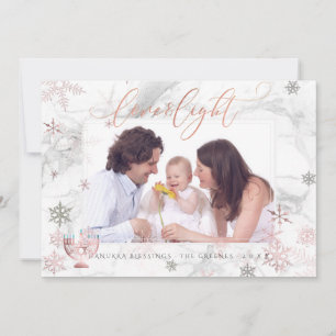 Cartes Pour Fêtes Annuelles PixDezines Love+ Léger Hanoukka Marbre Snowflakes