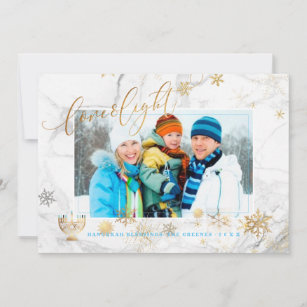 Cartes Pour Fêtes Annuelles PixDezines Love+Light Hannukkah/snowflakes+marbre