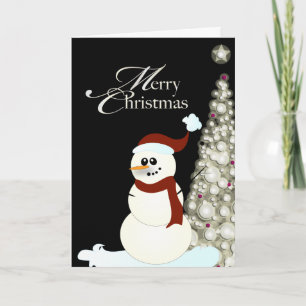 Cartes Pour Fêtes Annuelles PixDezines Snowman/Arbre de Noël
