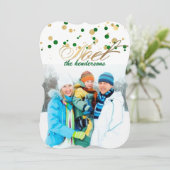 Cartes Pour Fêtes Annuelles PixDezines vert/or/faux feuil confetti/vacances (Debout devant)