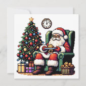 Cartes Pour Fêtes Annuelles Pixel Art Père Noël manger Cookies Noël (Devant)