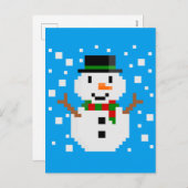 Cartes Pour Fêtes Annuelles Pixel Art SNOWMAN (Devant / Derrière)