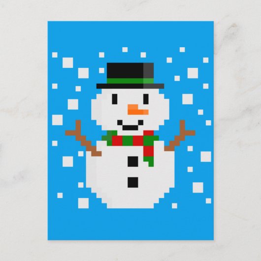Cartes Pour Fêtes Annuelles Pixel Art SNOWMAN (Devant)