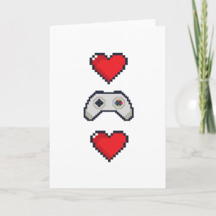 Cartes Pour Fêtes Annuelles Pixel Heart & Controller - Valentine's Day Card